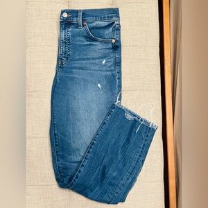 EXPRESS. High rise medium wash ankle jean.